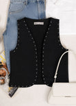 Chaleco de gamuza con taches de color negro - CLARENA.NEGRO