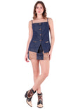 Chaleco halter largo color azul para mujer - Flashy