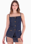 Chaleco halter largo color azul para mujer - Flashy