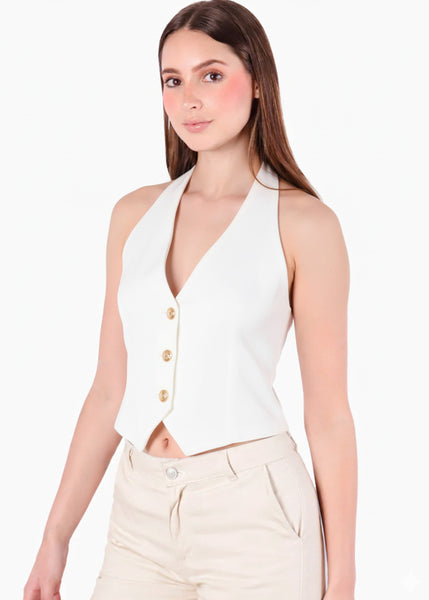 Chaleco marfil tipo halter - ARECA