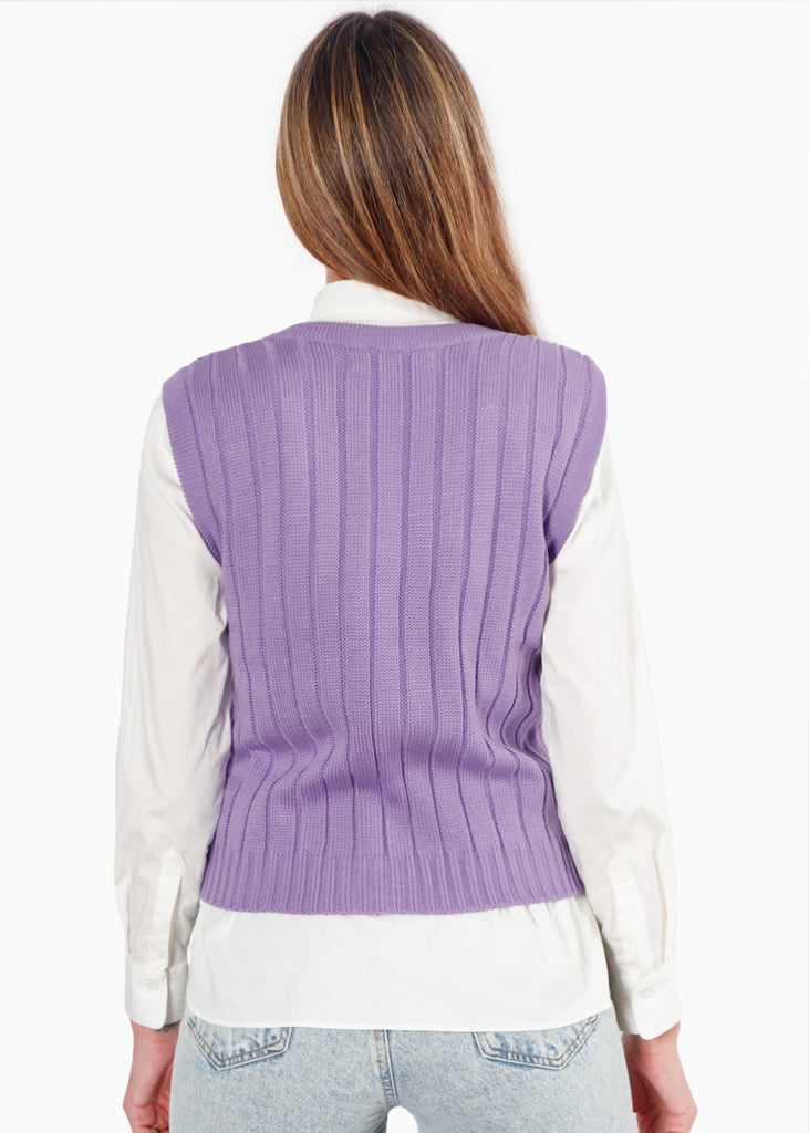 Chaleco tejido color lila para mujer - Flashy