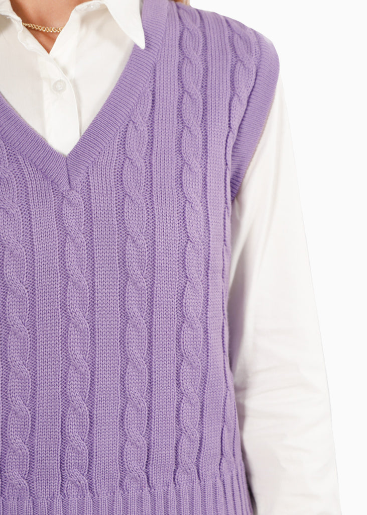 Chaleco tejido color lila para mujer - Flashy
