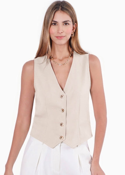 Chaleco tipo sastre con botones - SHARINA.BEIGE