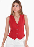 Chaleco tipo sastre con botones - SHARINA.ROJO