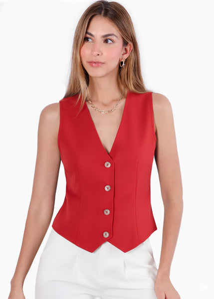 Chaleco tipo sastre con botones - SHARINA.ROJO
