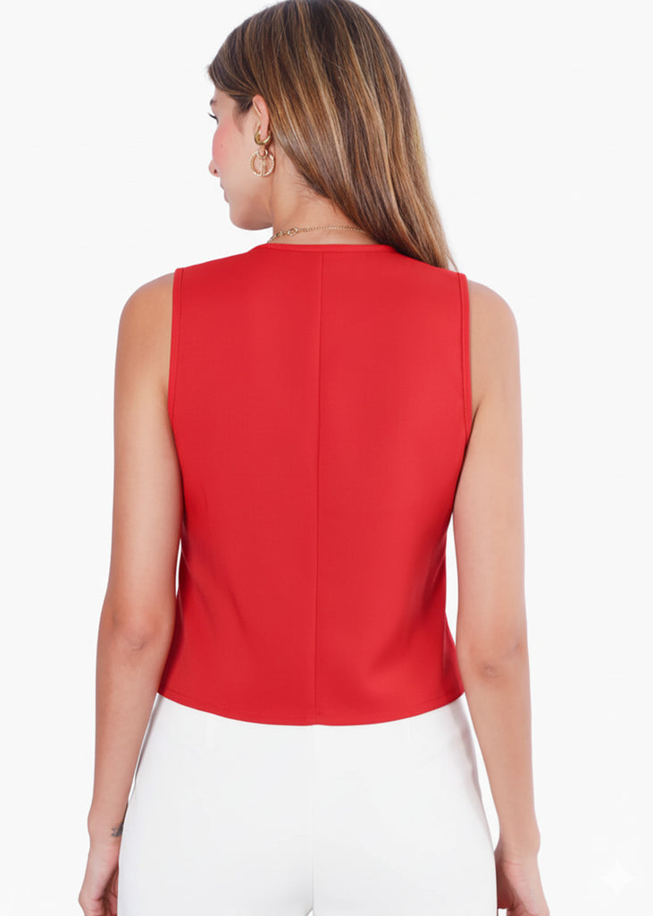 Chaleco tipo sastre con botones - SHARINA.ROJO