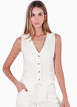 Chaleco tipo sastre con botones color blanco, marfil para mujer - Flashy