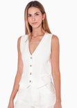 Chaleco tipo sastre con botones color blanco, marfil para mujer - Flashy