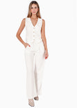 Chaleco tipo sastre con botones color blanco, marfil para mujer - Flashy