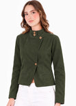 Chaqueta asimétrica de botones de color verde - VILLARICA