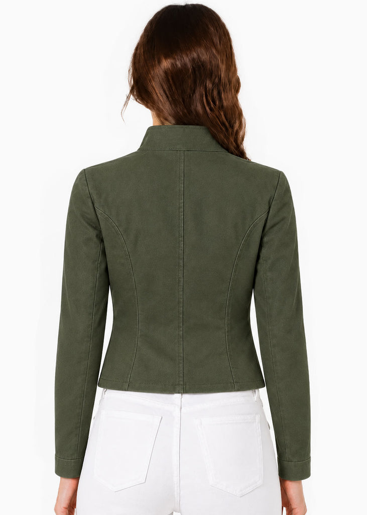 Chaqueta asimétrica de botones de color verde - VILLARICA
