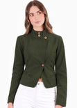 Chaqueta asimétrica de botones de color verde - VILLARICA
