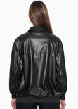 Chaqueta aviadora tipo cuero color negro para mujer - Flashy