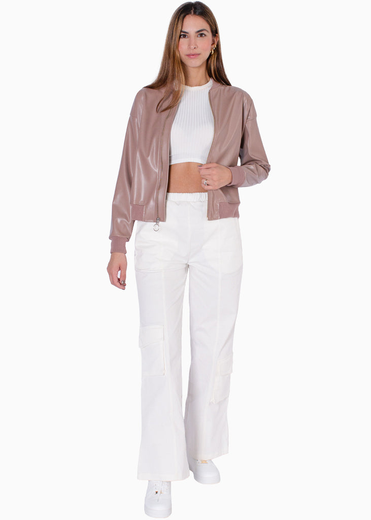 Chaqueta bomber tipo cuero  para mujer - Flashy