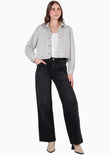 Chaqueta corta tipo gamuza color gris para mujer - Flashy