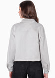 Chaqueta corta tipo gamuza color gris para mujer - Flashy