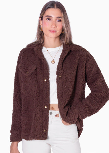 Chaqueta de botones con pelo sintético - ORIANA