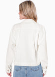 Chaqueta de corduroy color blanco, marfil para mujer - Flashy
