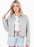 Chaqueta de corduroy color gris para mujer - Flashy