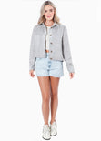 Chaqueta de corduroy color gris para mujer - Flashy