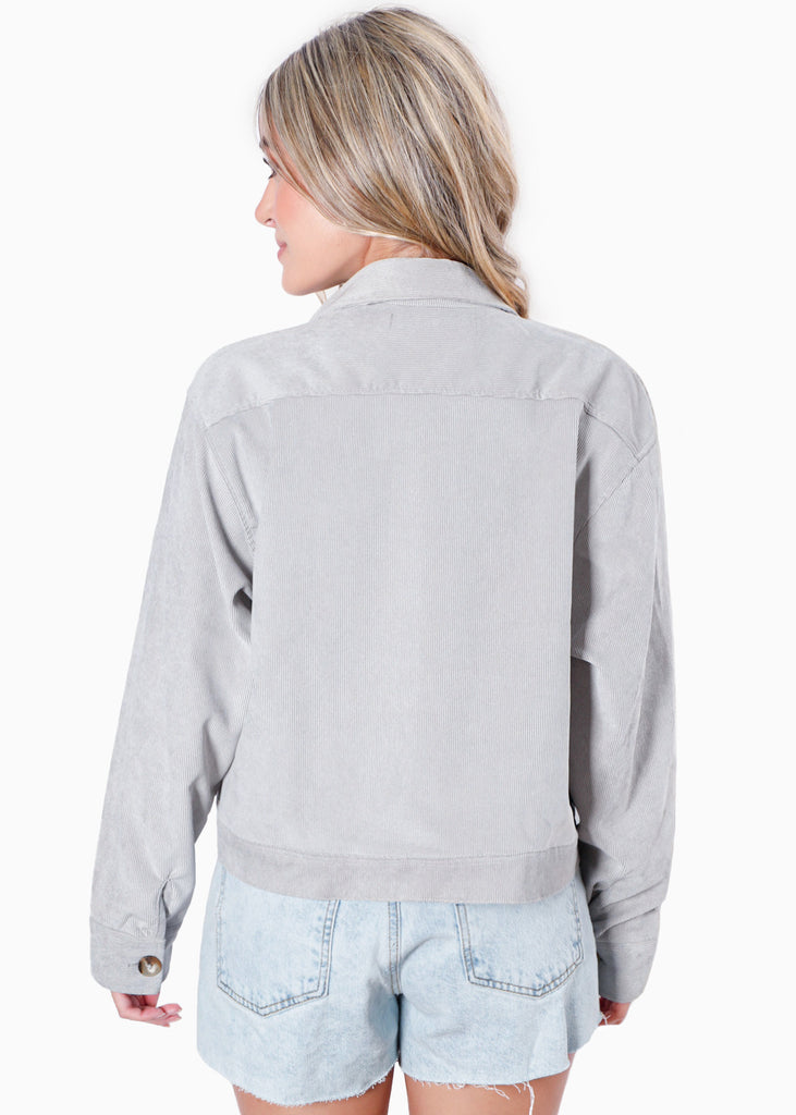 Chaqueta de corduroy color gris para mujer - Flashy