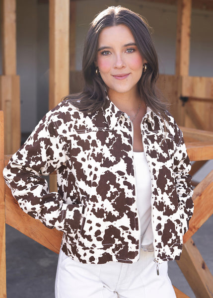 Chaqueta de jean con estampado color blanco, marfil para mujer - Flashy