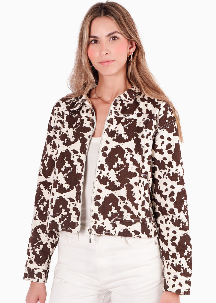 Chaqueta de jean con estampado color blanco, marfil para mujer - Flashy