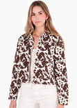Chaqueta de jean con estampado color blanco, marfil para mujer - Flashy