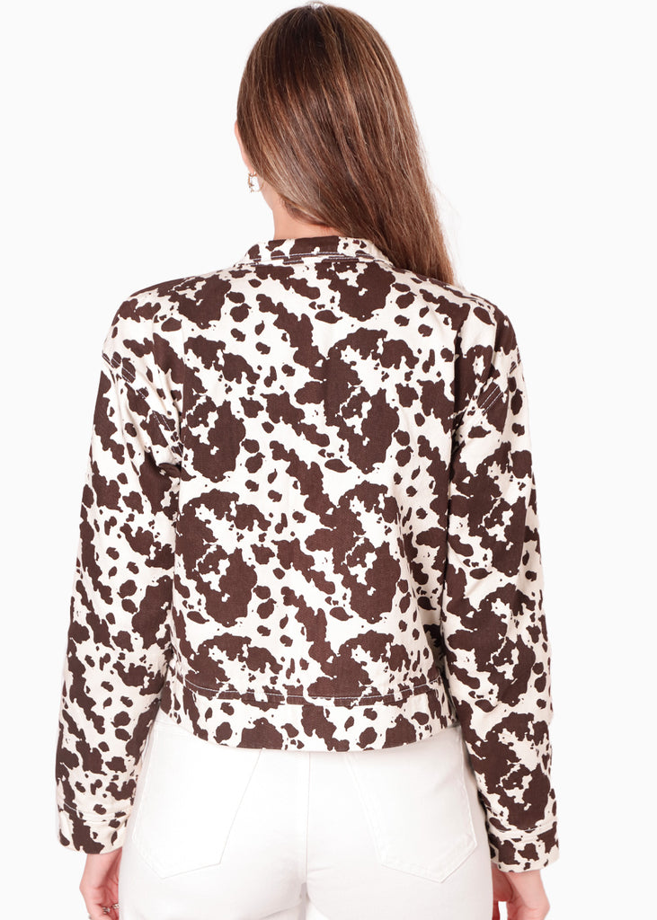 Chaqueta de jean con estampado color blanco, marfil para mujer - Flashy