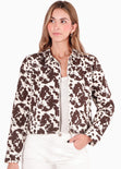 Chaqueta de jean con estampado color blanco, marfil para mujer - Flashy