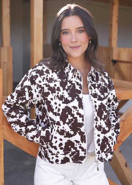Chaqueta de jean con estampado color blanco, marfil para mujer - Flashy