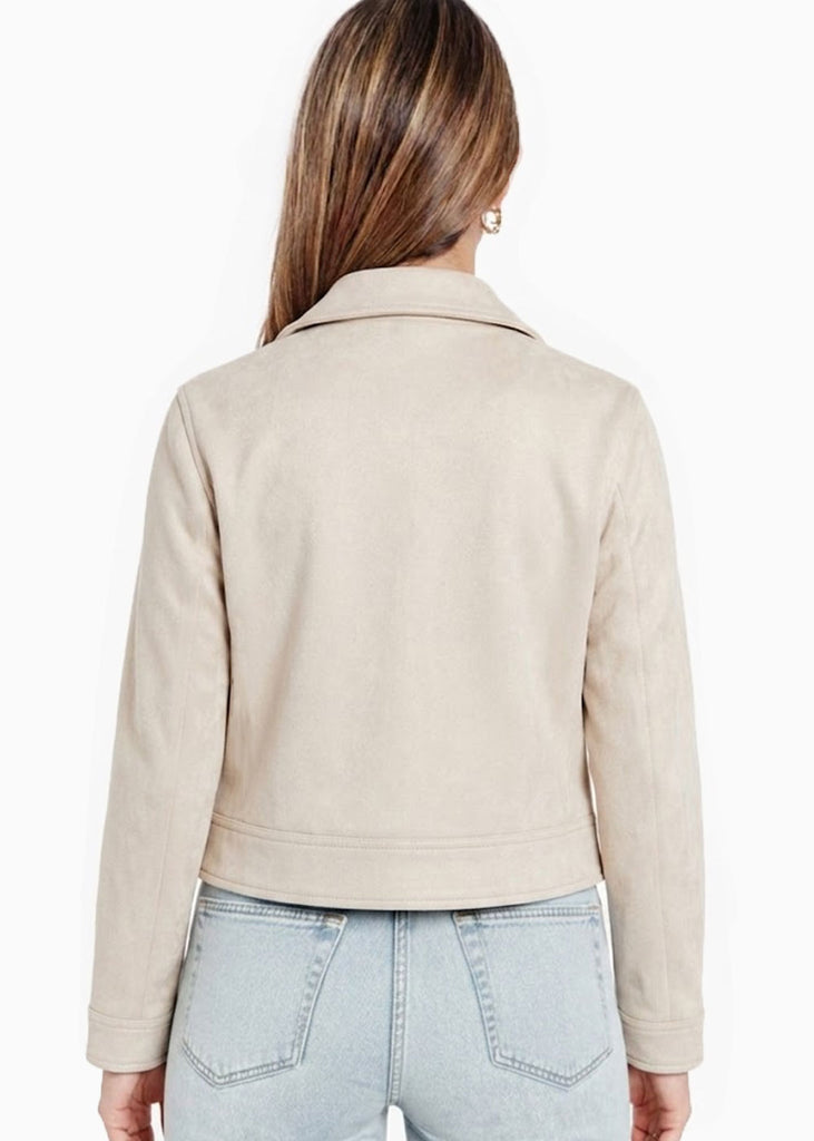Chaqueta de paño con entrelazado en cuello y bolsillos - CEIBA.MARFIL