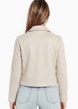 Chaqueta de paño con entrelazado en cuello y bolsillos - CEIBA.MARFIL