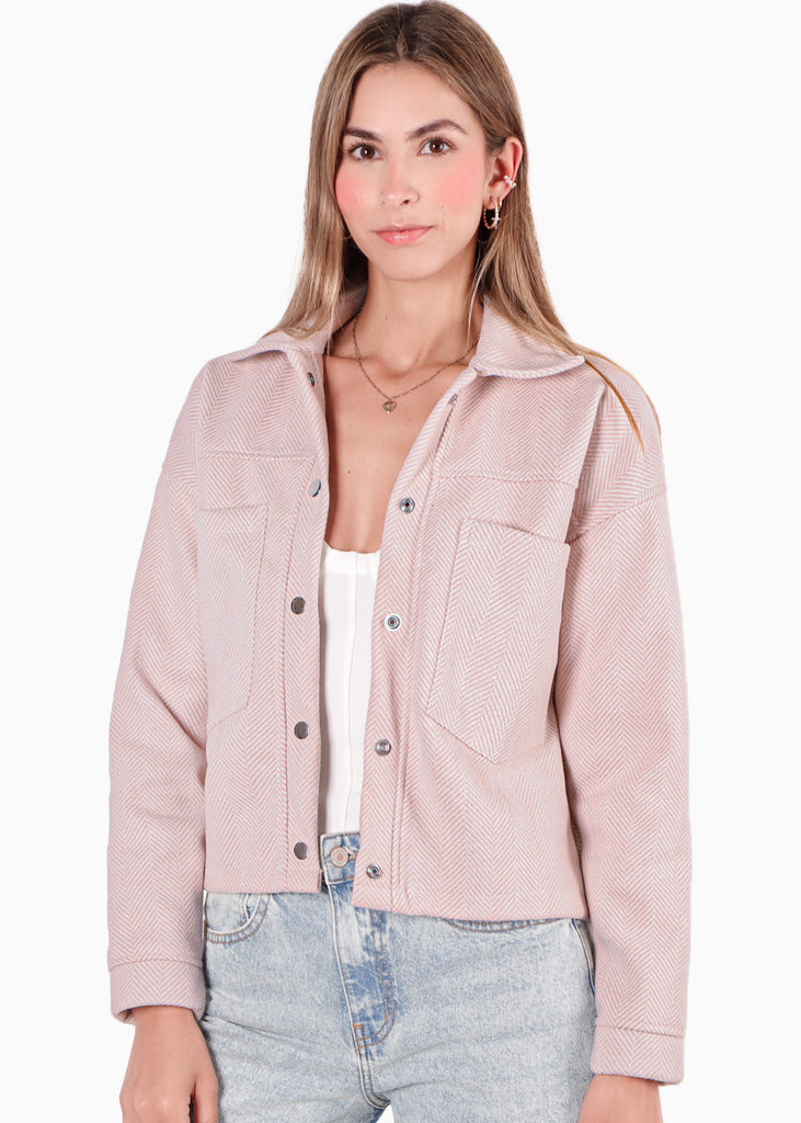 Chaqueta de paño con bolsillos y broches - ALFONSINA