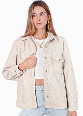 Chaqueta de paño con botones y oversized color gris para mujer - Flashy
