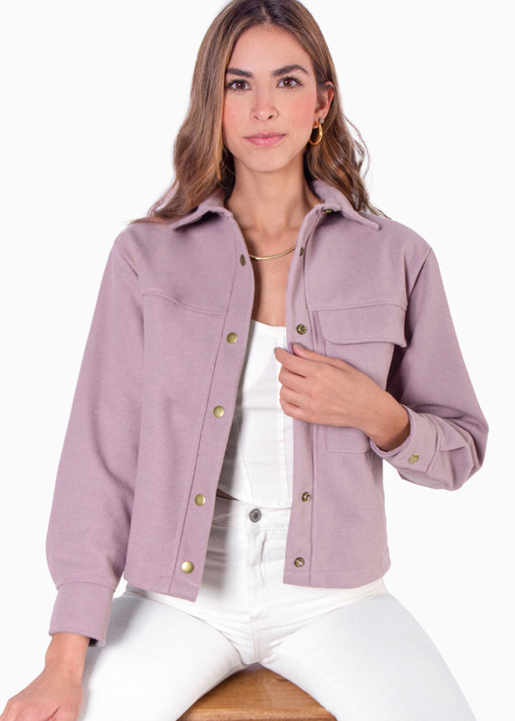 Chaqueta de tela tipo paño con botones  para mujer - Flashy