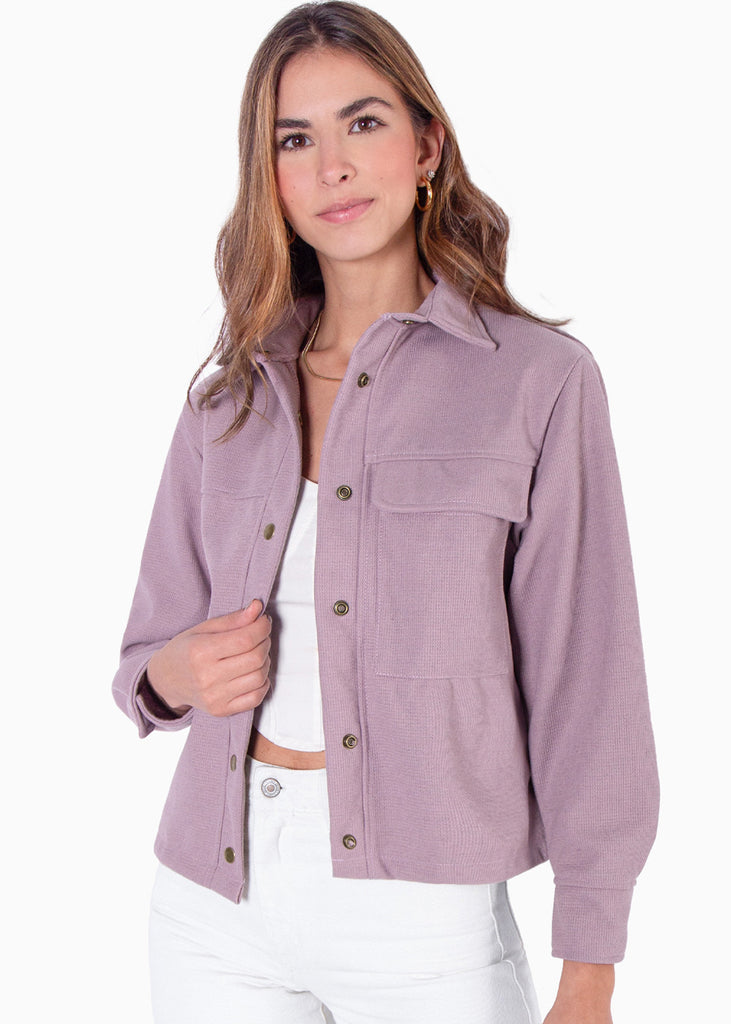 Chaqueta de tela tipo paño con botones  para mujer - Flashy