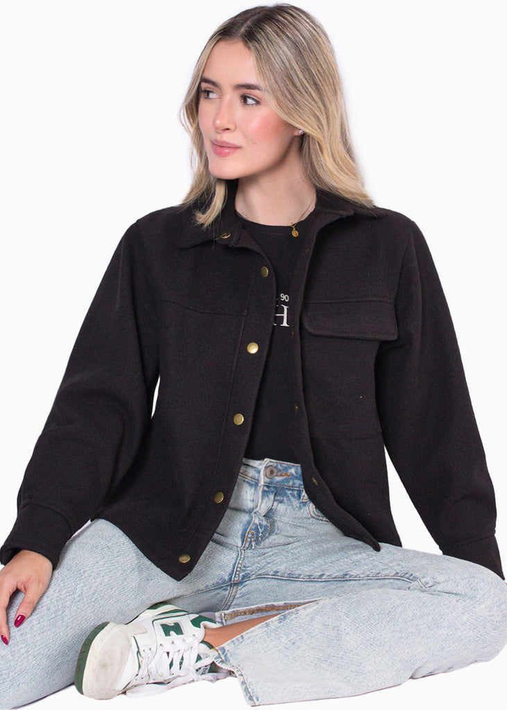 Chaqueta de tela tipo paño con botones - NYA