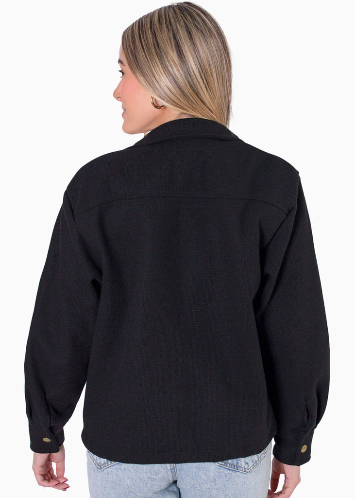 Chaqueta de tela tipo paño con botones  para mujer - Flashy