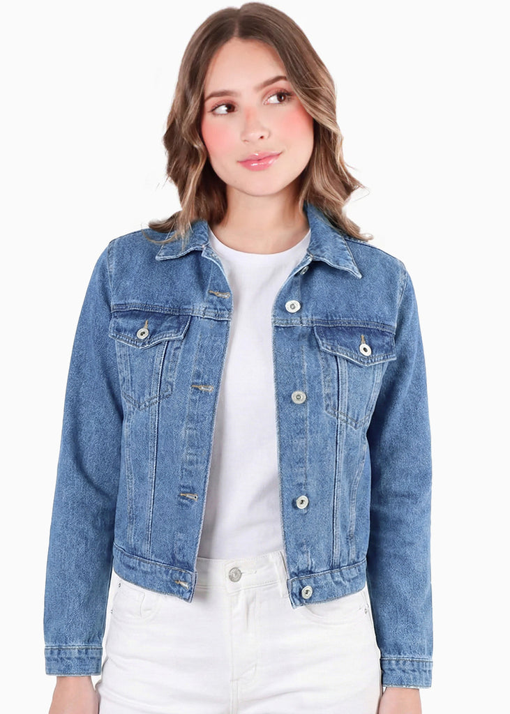 Chaqueta denim con bolsillos en frente - GALENA