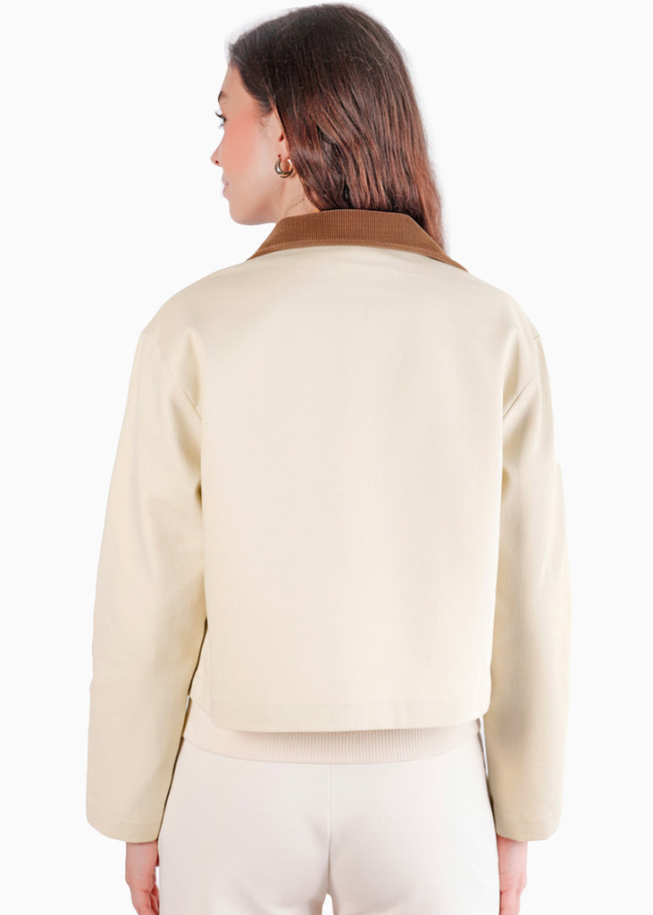 Chaqueta en dril con bolsillos tipo cargo y cuello en corduroy - MEMPHIS