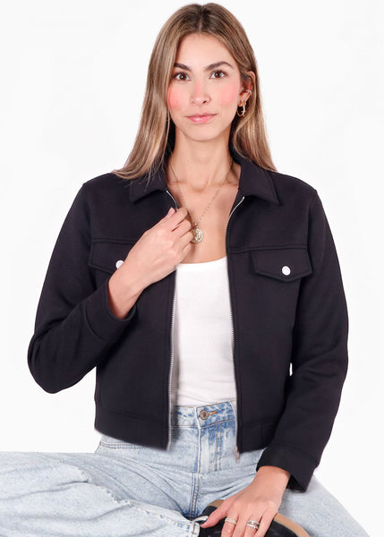 Chaqueta en paño con cierre y bolsillos de tapa - MALAGA