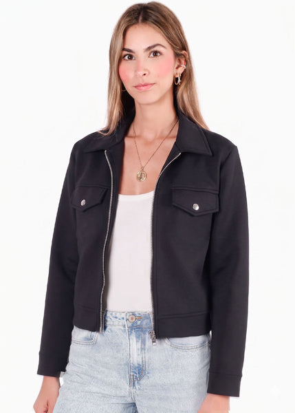 Chaqueta en paño con cierre y bolsillos de tapa - MALAGA