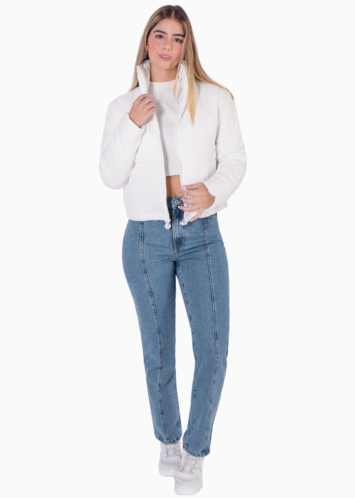 Chaqueta puffer color blanco para mujer - Flashy