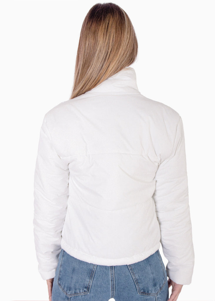 Chaqueta puffer color blanco para mujer - Flashy
