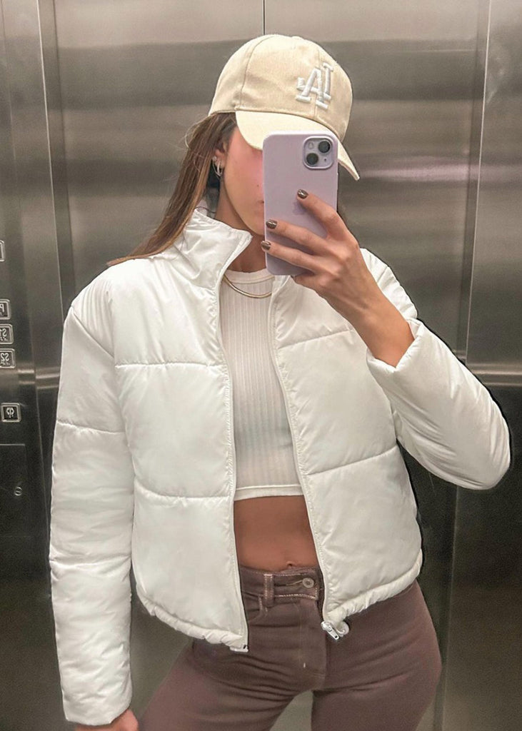 Chaqueta puffer color blanco para mujer - Flashy
