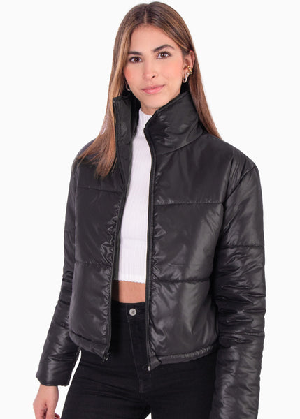 Chaqueta puffer color negro para mujer - Flashy