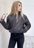 Chaqueta puffer color negro para mujer - Flashy