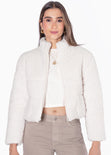 Chaqueta puffer ovejera color blanco, marfil para mujer - Flashy