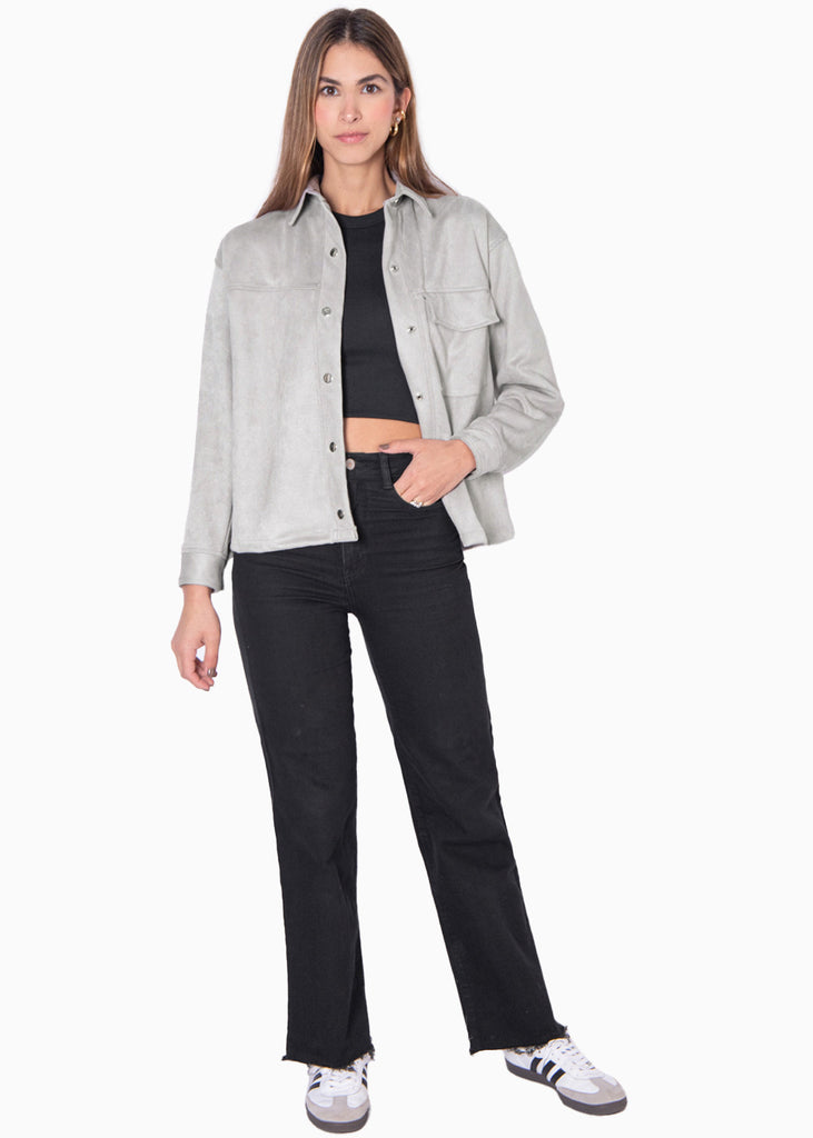Chaqueta tipo gamuza con bolsillo y botones - ORMANDA